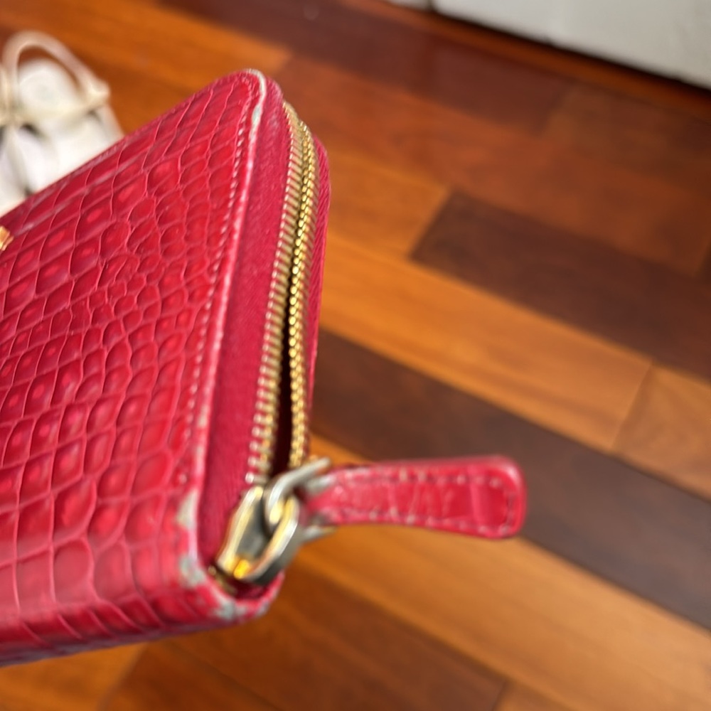 Miu Miu Crocodile Embossed Red Zip Wallet - image 4